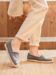 Cactus Rose | Cup Of Blossom Linen Espadrilles - Grey