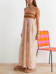 Savannah Breeze - Floral Thin Strap Maxi Dress