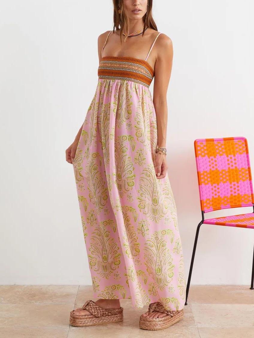 Savannah Breeze - Floral Thin Strap Maxi Dress