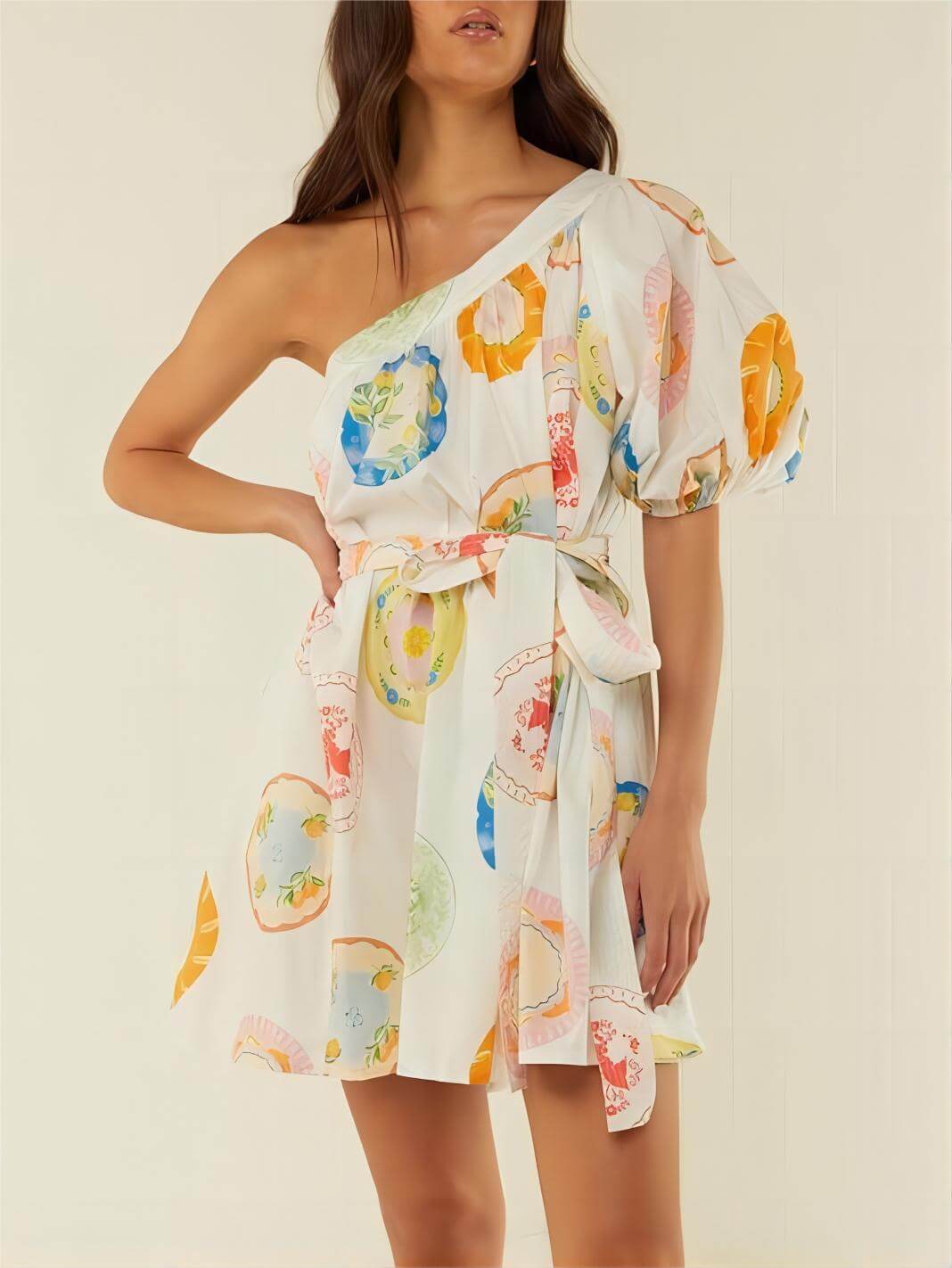 Tropical Delight - Off-Shoulder Mini Dress