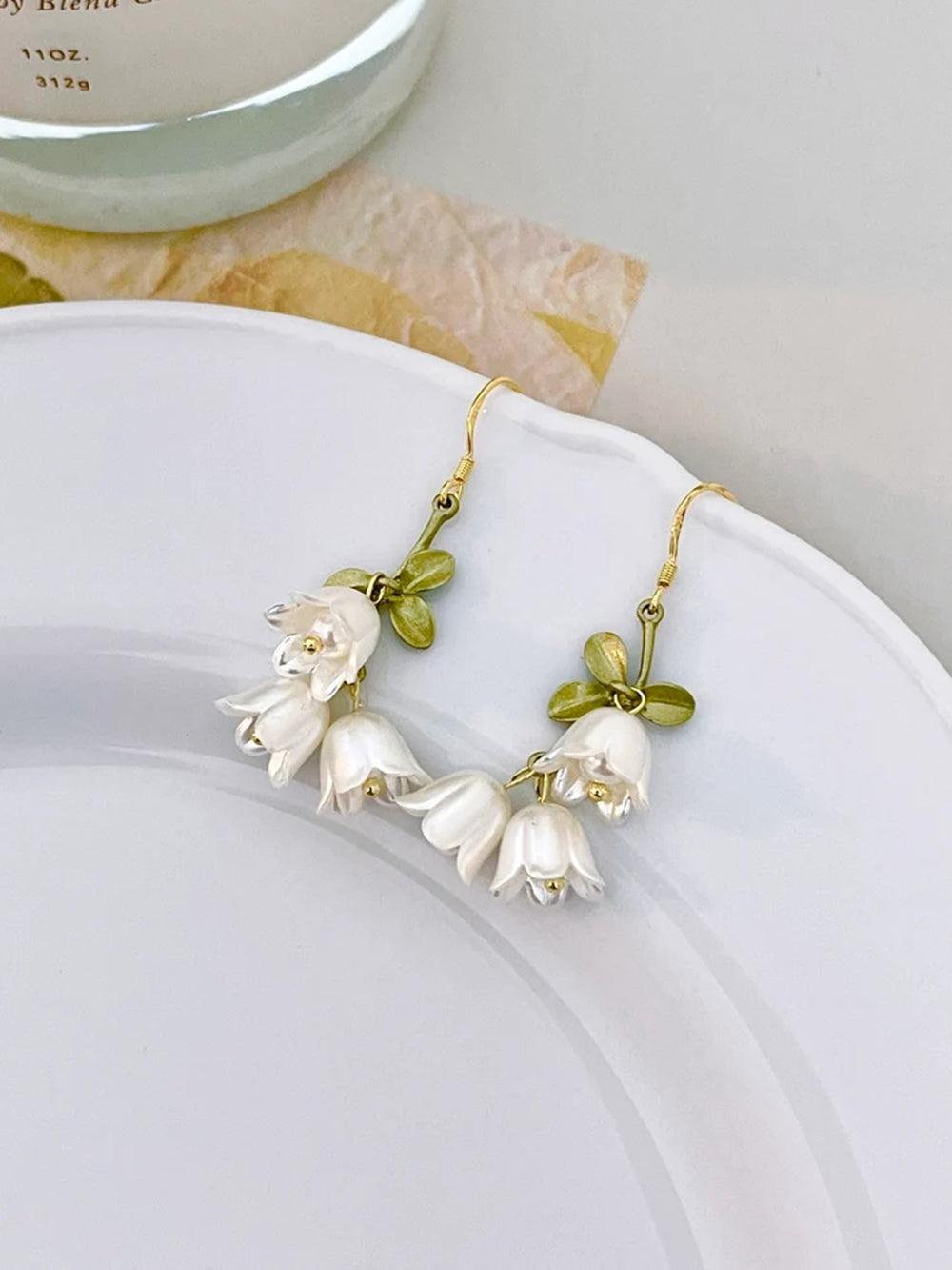 Cute Tassel Earrings - Tulips Bow White Fairy Flowers