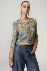 Valentina Printed Bead-embellished Jacket