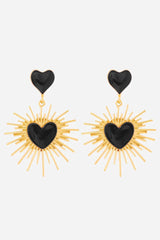 Sunburst Heart Shaped Dangle Earrings