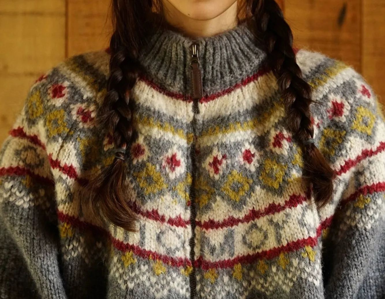 Fair Isle Vintage Pattern knit Cardigan