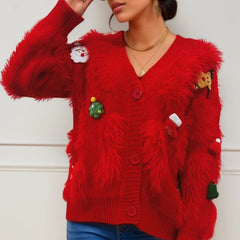 Christmas Elements Fluffy Knit Cardigan