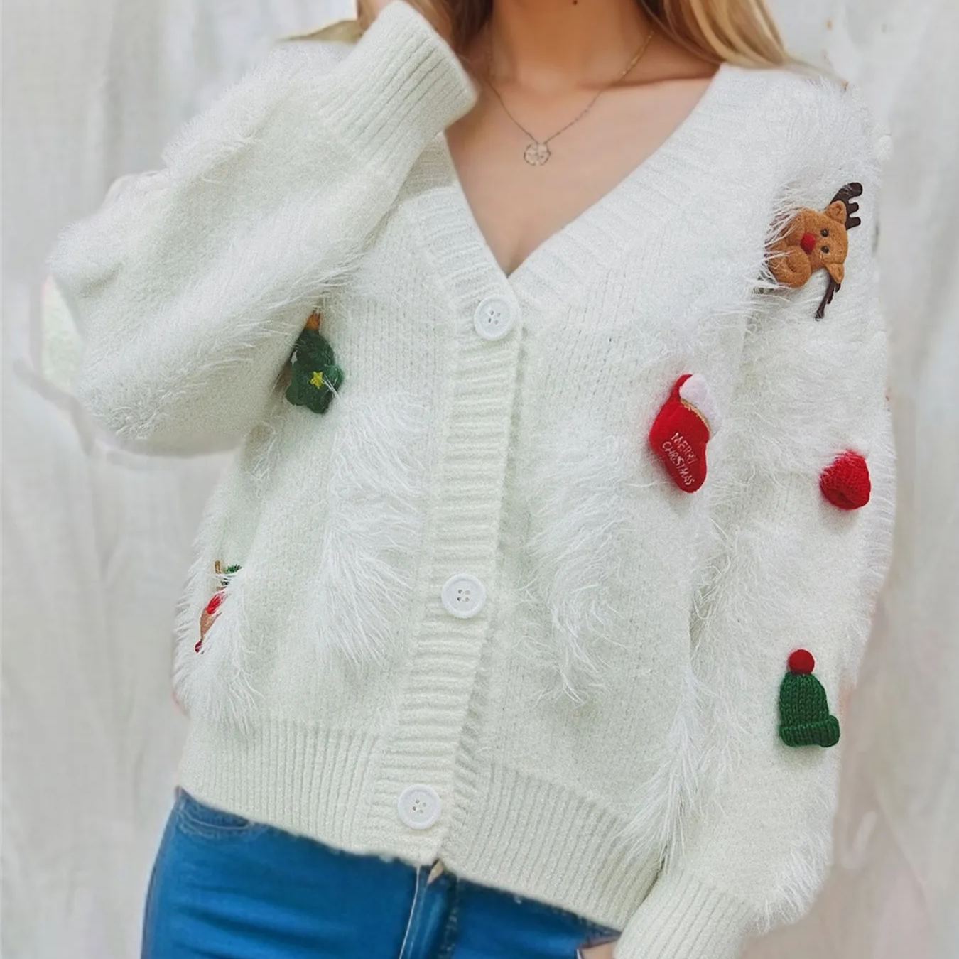 Christmas Elements Fluffy Knit Cardigan