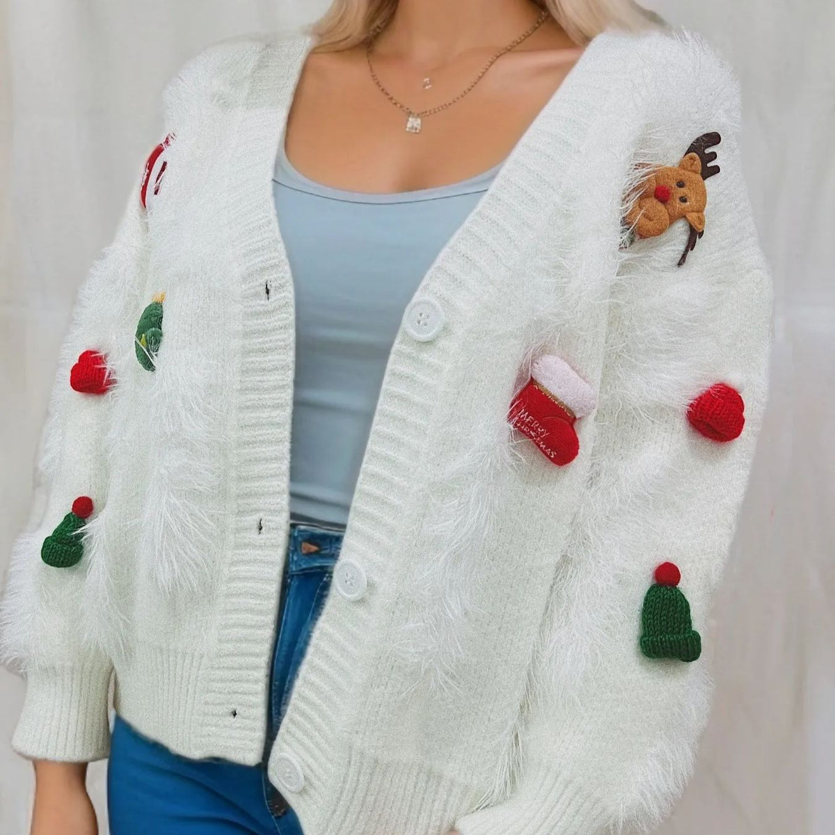 Christmas Elements Fluffy Knit Cardigan