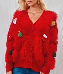 Christmas Elements Fluffy Knit Cardigan