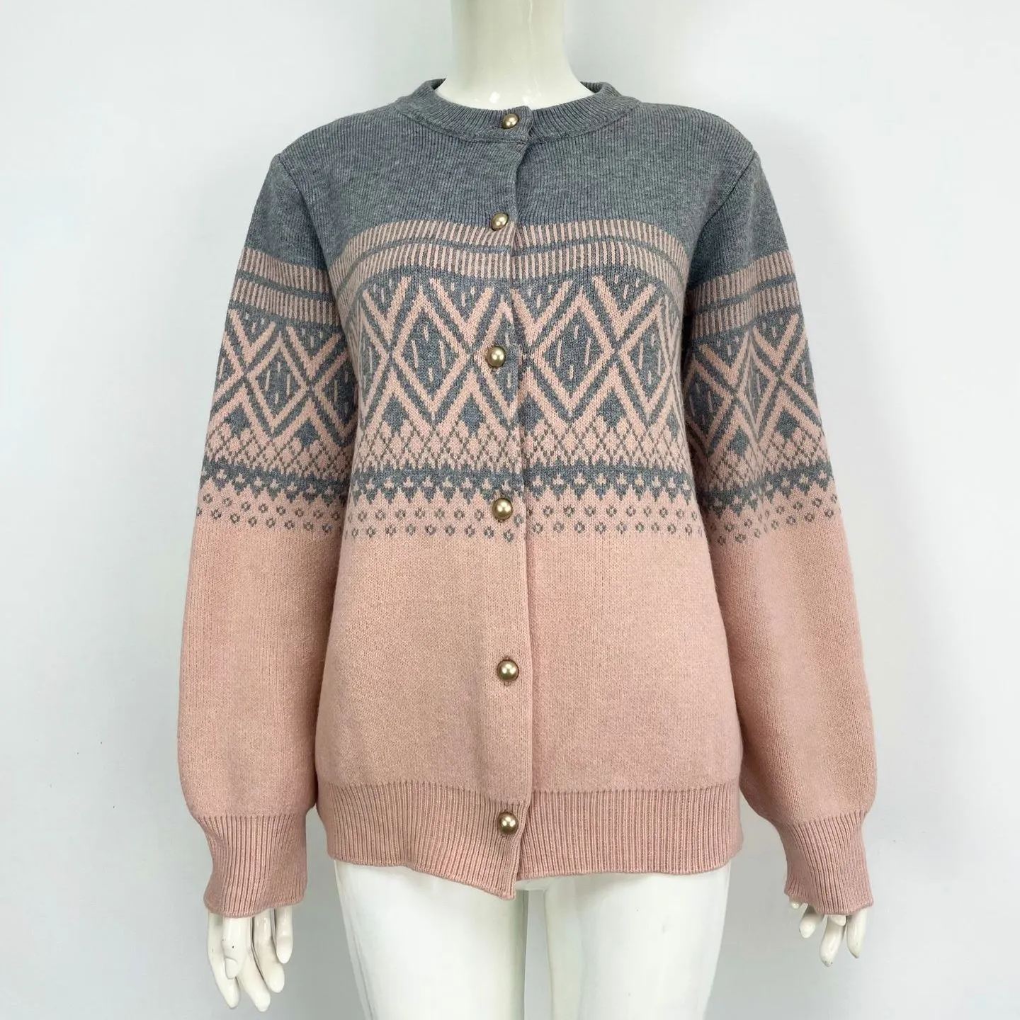 Color Contrast Geometric Pattern Cardigan