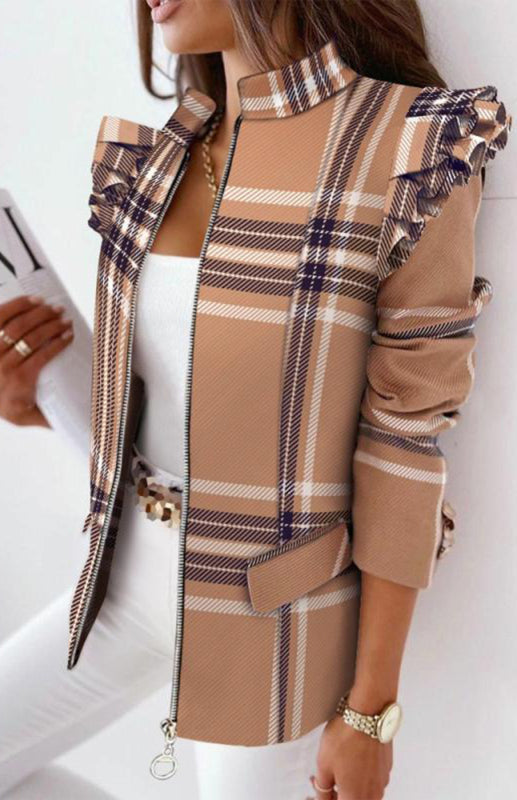 Autumn Winter Long Sleeve Printed Suit Coat