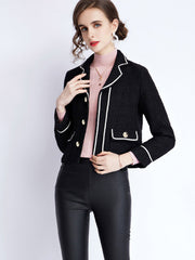 Women’s long-sleeved suit collar collision color small fragrant wind jacket