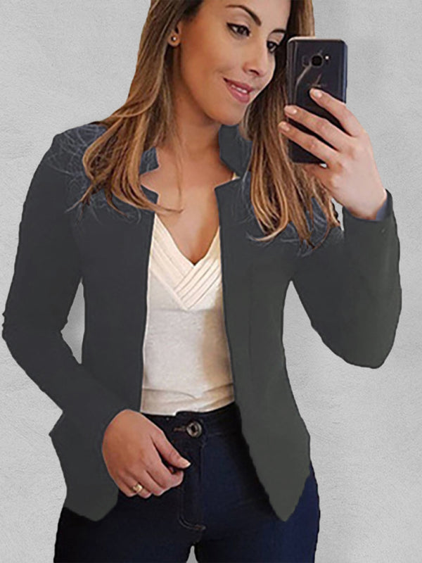 Small Suit Long Sleeve Solid Color Cardigan Jacket Top