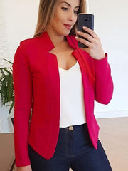 Small Suit Long Sleeve Solid Color Cardigan Jacket Top