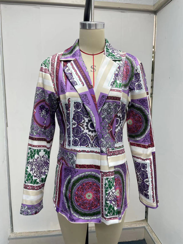 Long-sleeved fashion sexy printed small suit jacket