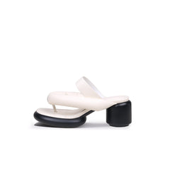 Jady Rose | Payton Puff Thong Leather Heels - Ivory