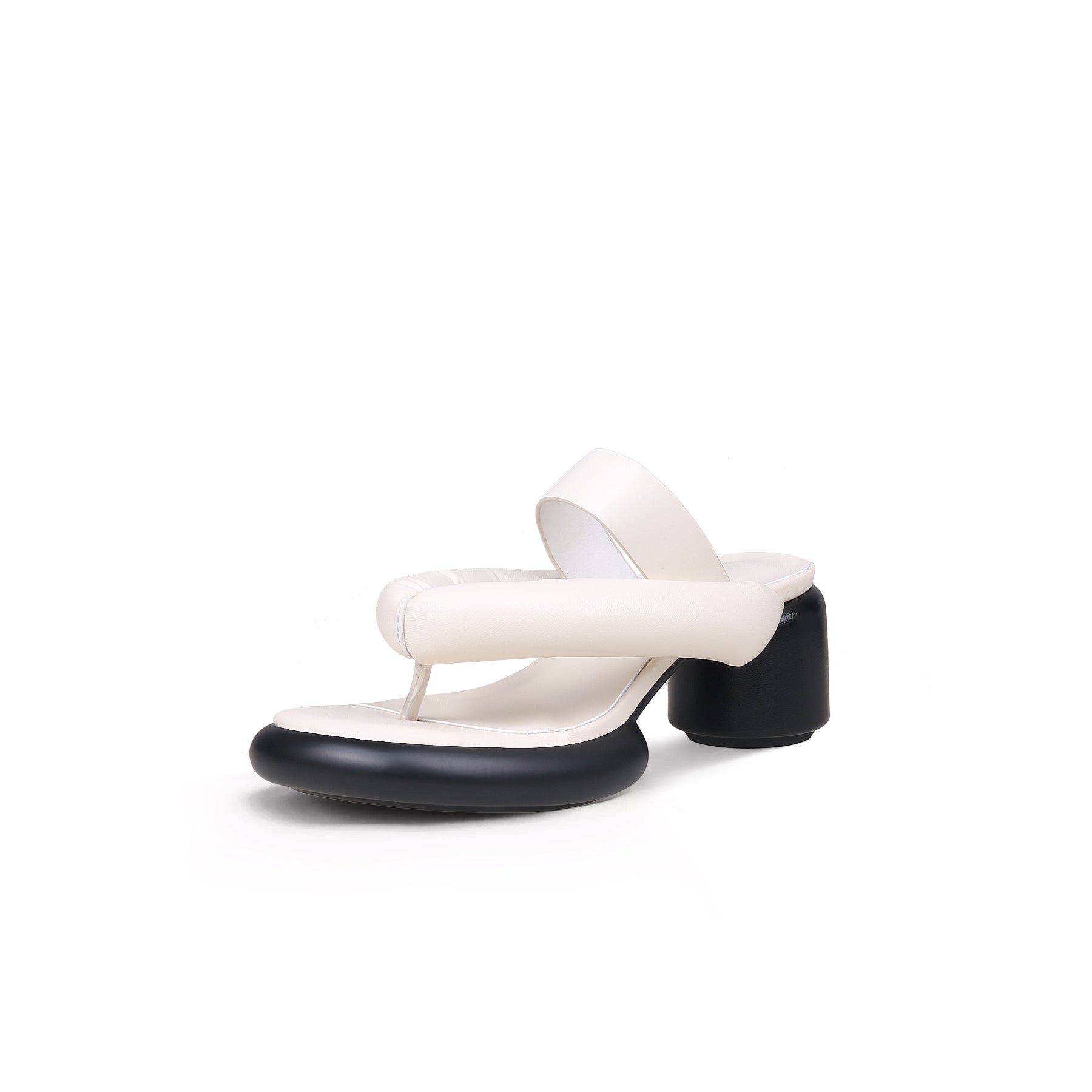 Jady Rose | Payton Puff Thong Leather Heels - Ivory