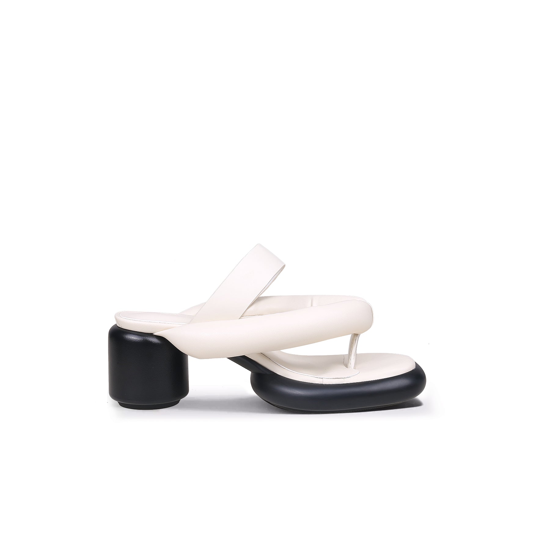 Jady Rose | Payton Puff Thong Leather Heels - Ivory