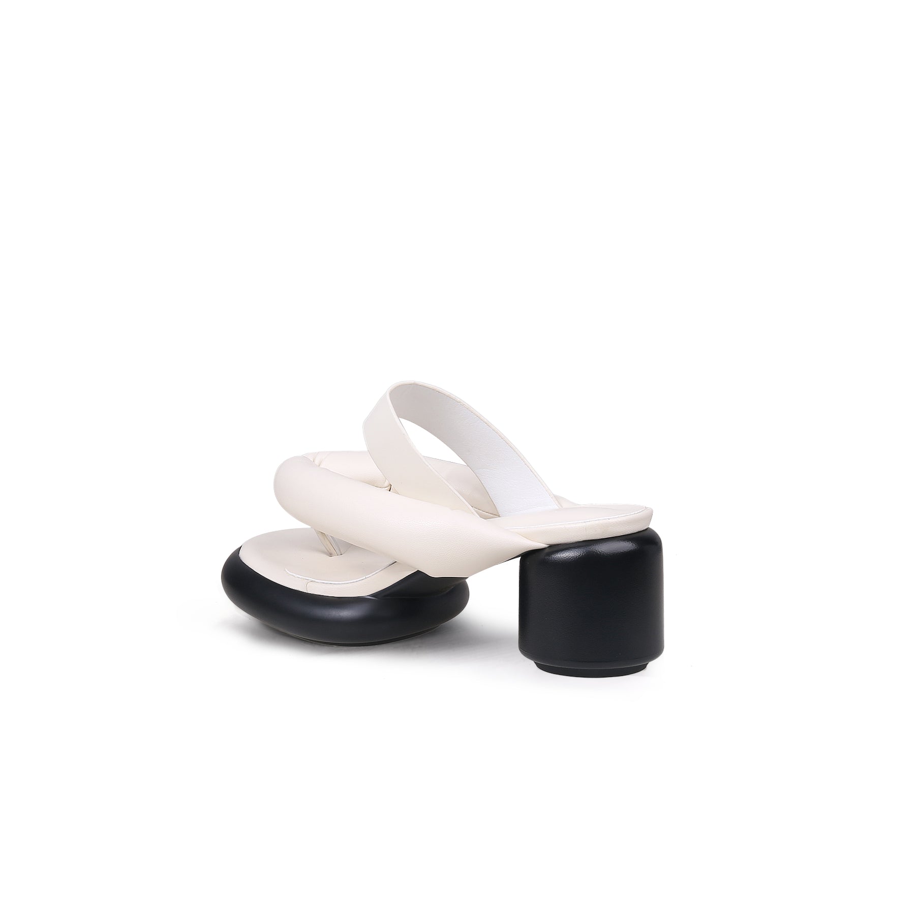 Jady Rose | Payton Puff Thong Leather Heels - Ivory