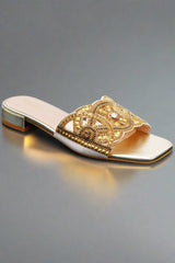 Janet Embellished Diamond Slide Sandals