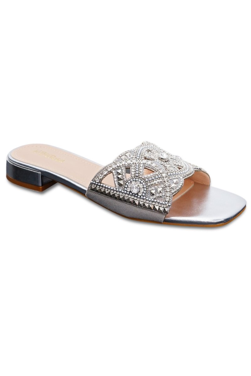 Janet Embellished Diamond Slide Sandals