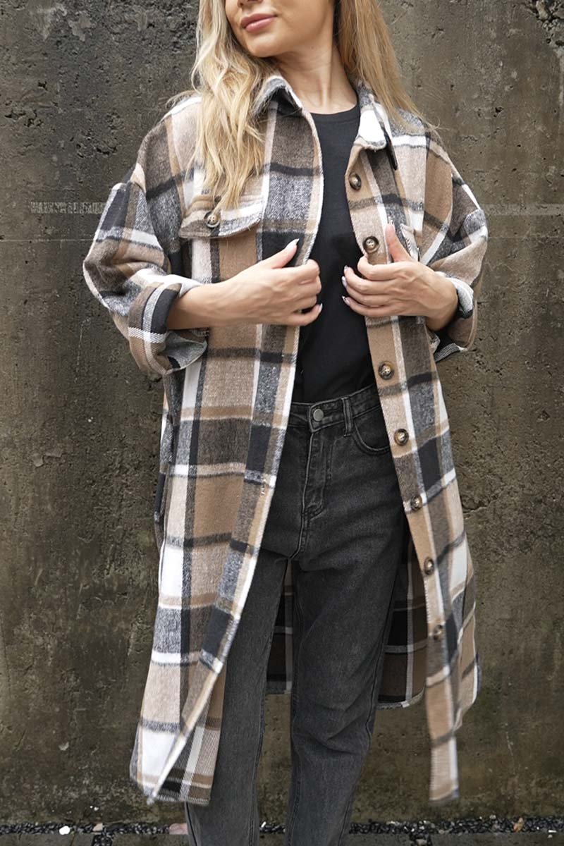 Women's Plaid Single Breasted Shirt Jacket