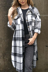 Women's Plaid Single Breasted Shirt Jacket