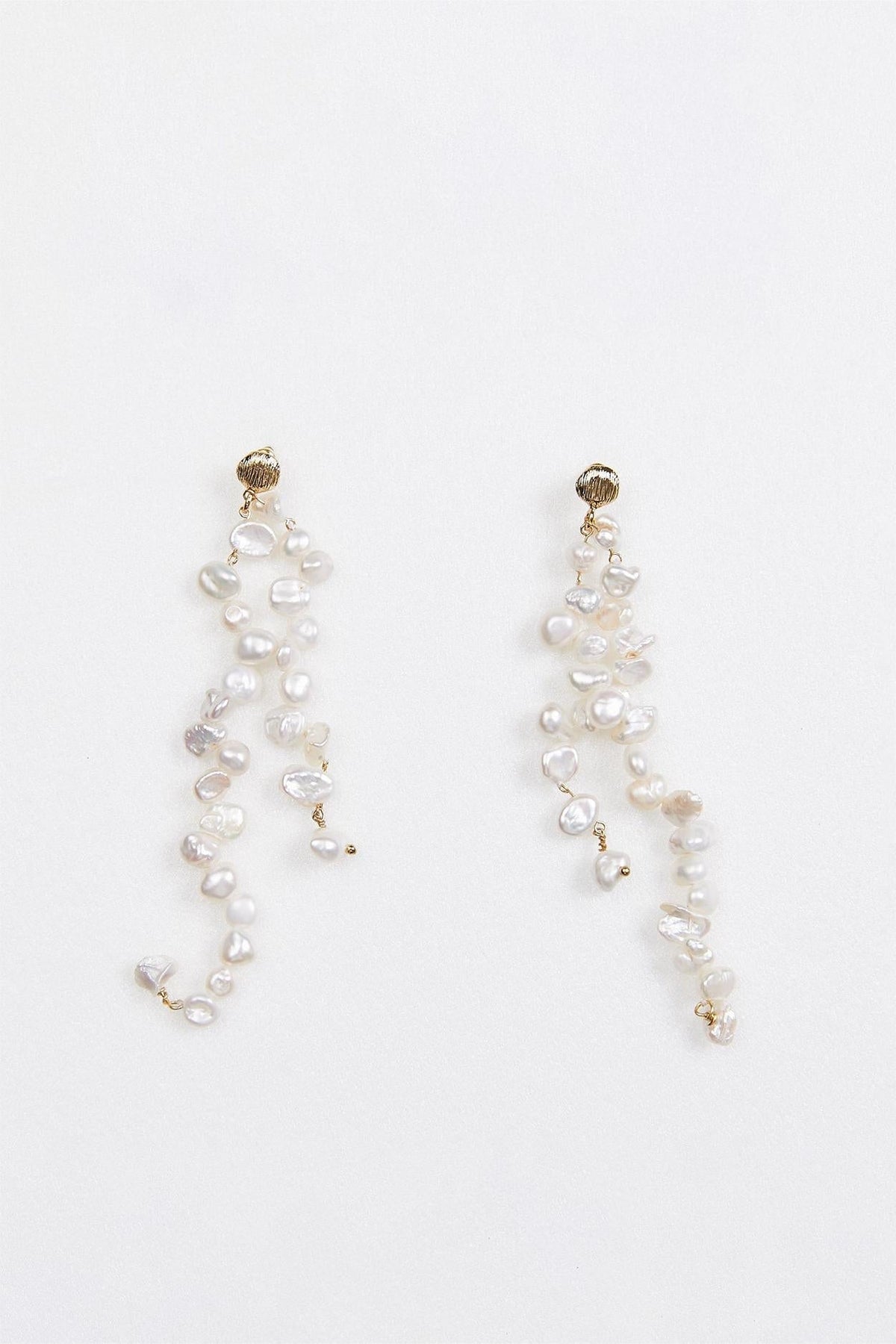 Natural Pearl Geometric Irregular Tassel Drop Earrings