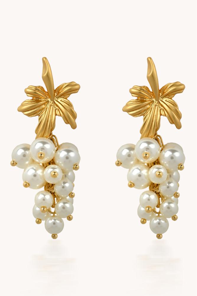 Faux Pearl Metal Earrings