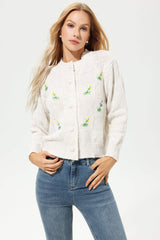 Long Sleeve Crew Collar Knit Cardigan