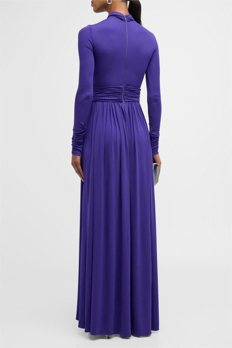 Long Sleeve Crossover Bodice Gown Violet