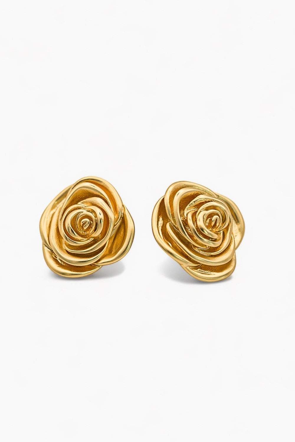 Gold Rose Stud Earrings