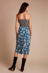 Floral Midi Skirt Blue