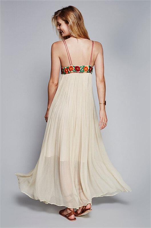 Embroidered Sleeveless Split Maxi Dress