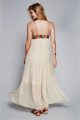 Embroidered Sleeveless Split Maxi Dress