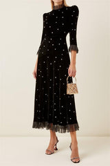 Velvet Mid Sleeve Maxi Dress