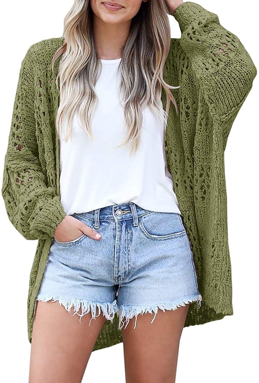 Women's Cardigan Long Sleeve Hollow Mohair Sweater Outerwear