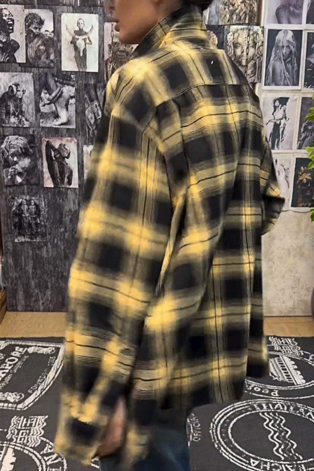 Women's Casual Loose Plaid Shirt Jacket