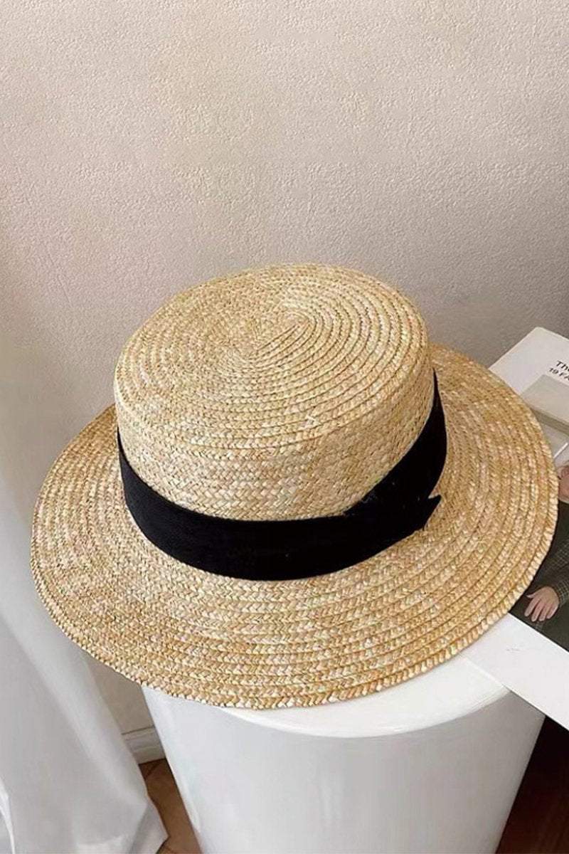 Flat top woven straw hat