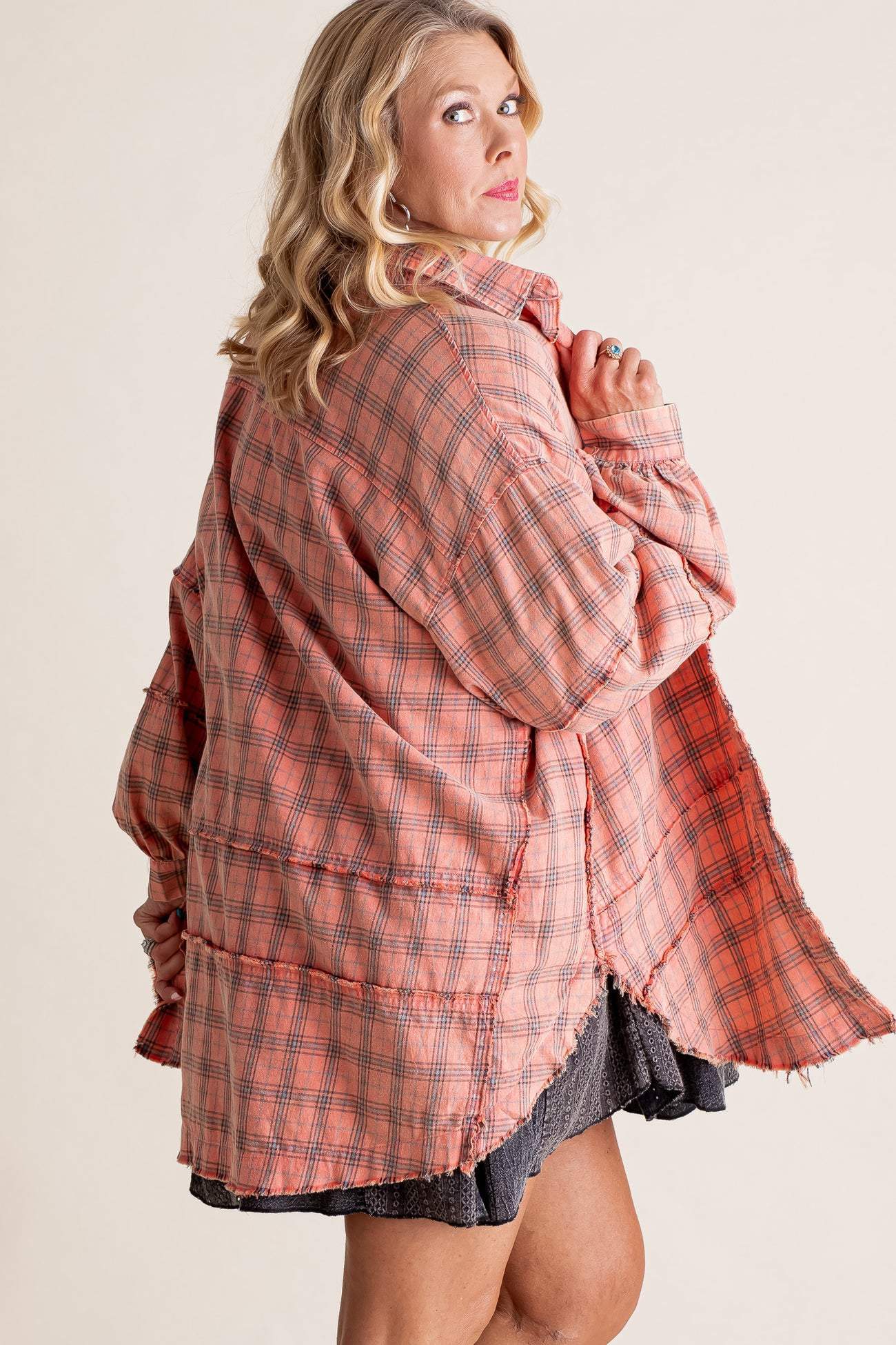 Women's Lapel Long Sleeve Plaid Shirt