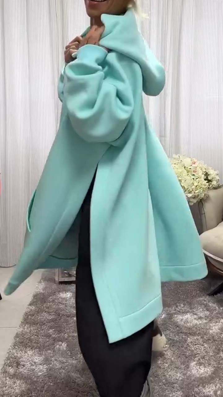 Women's Casual Solid Color Slit Hoodie