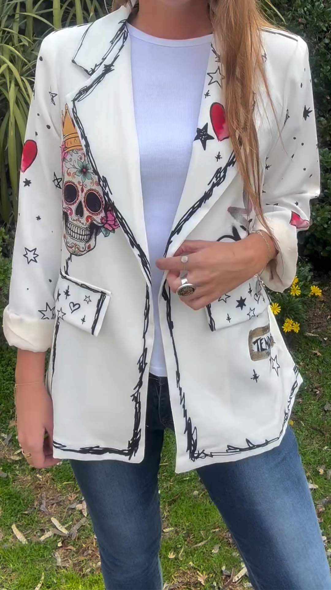 Women's Casual Halloween Skull Print Blazer