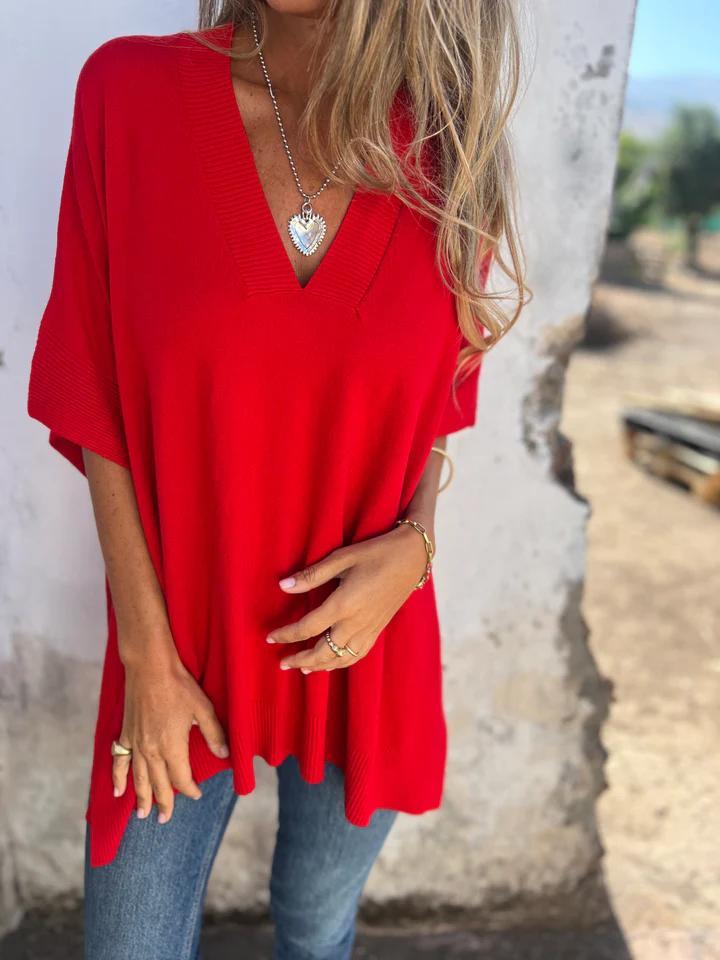 Casual V-neck Loose Top