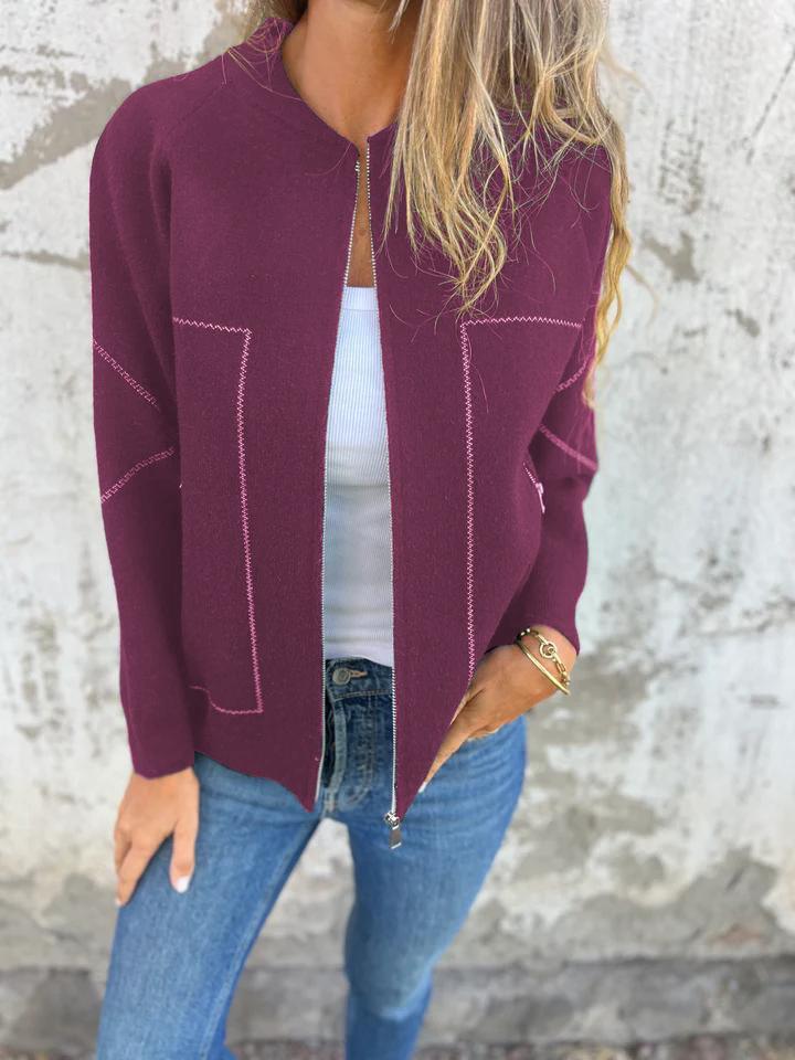 Casual Round Neck Zipper Thin Jacket