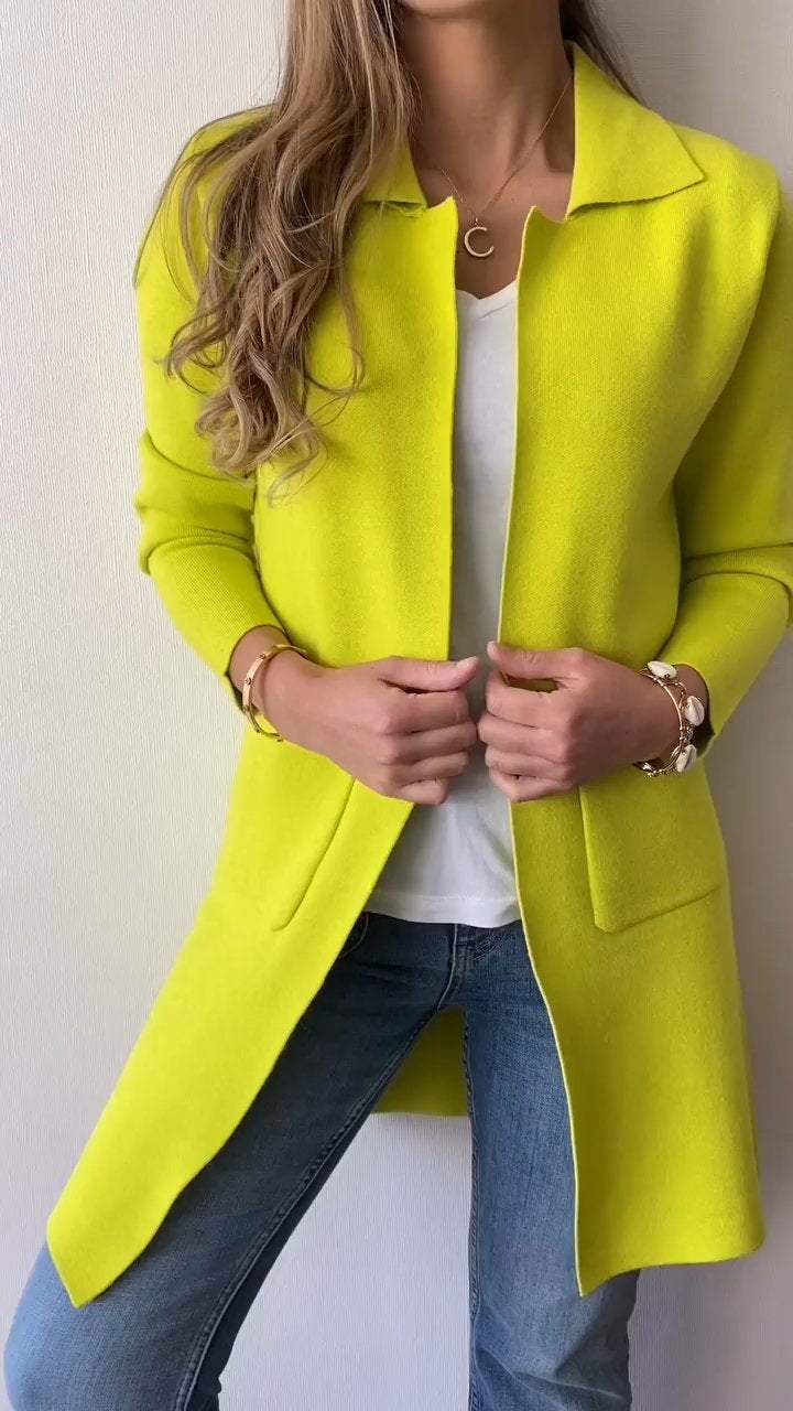 Women's Lapel Solid Color Cardigan Jacket