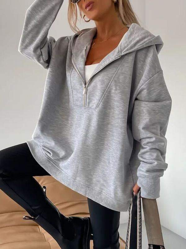 Women's Hooded Half-zip Long-sleeved Casual Sweatshirt