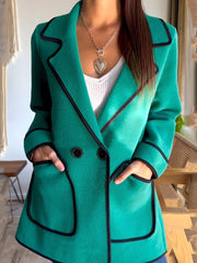 Women's Casual Contrast Lapel Coat