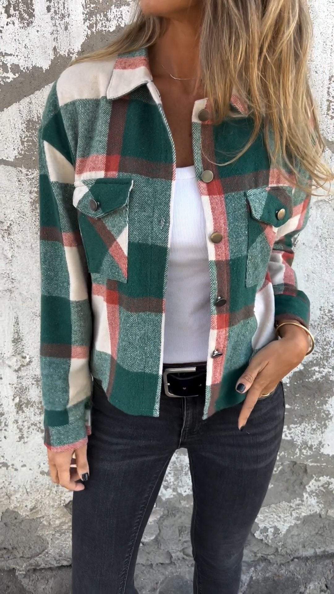 Casual Lapel Plaid Coat