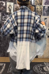 Women's Casual Loose Plaid Gradient Shirt Jacket