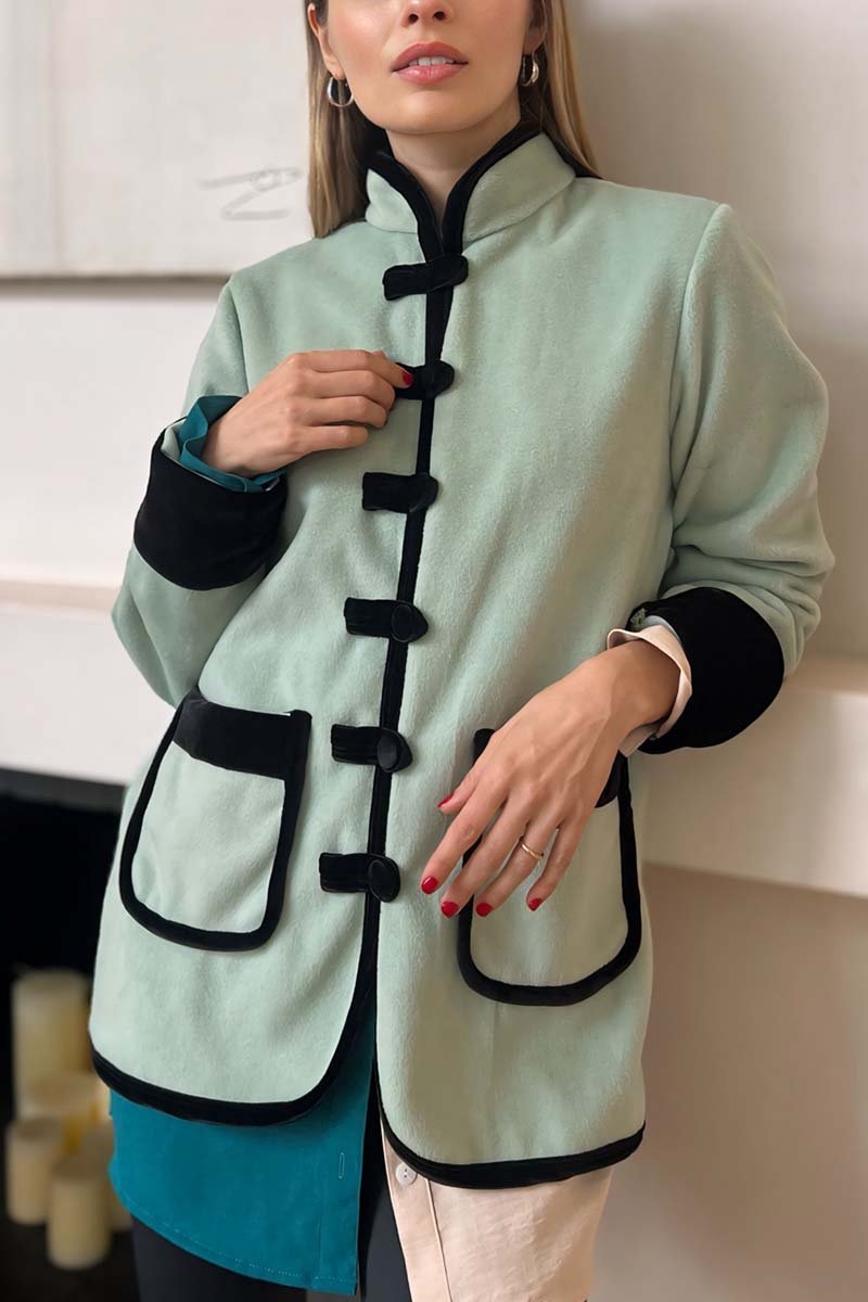 Women's New Chinese Disc Button Double Pocket Jacket