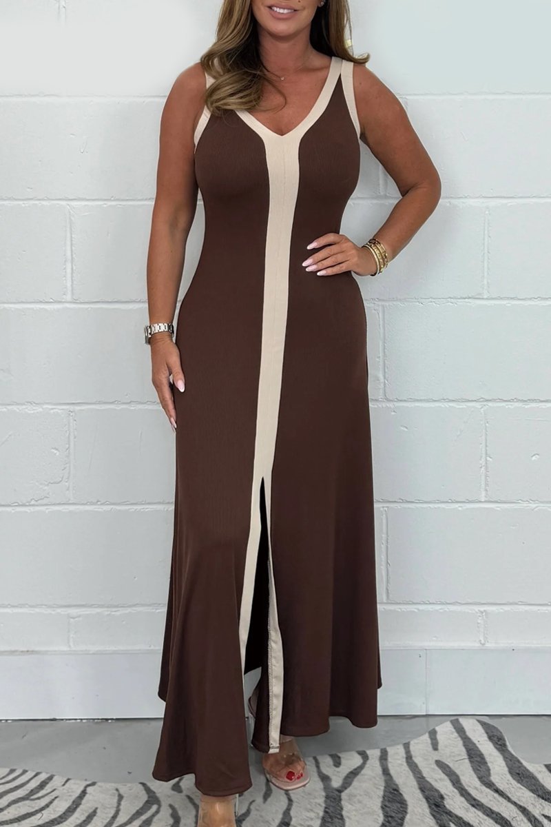 Women's Panelled Front Split Maxi Dress